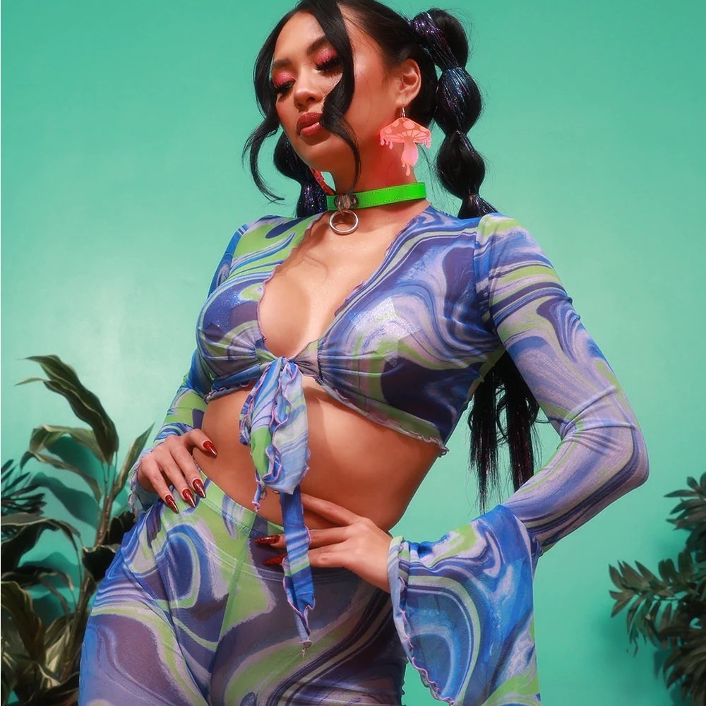 Blue Blossom Rave Outift